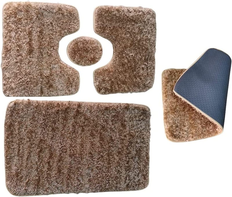 4-Piece Bath Mat Set - Leather Padded Non-Slip Code 11