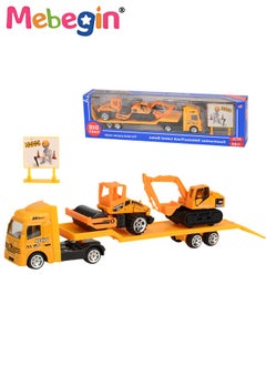 MEBEGIN 4Pcs Engineering Trailer Playset, Cool Construction Vehicles Set, Heavy Load Transporter Toy, Transporter Loads Vehicles, Popular Car Toys, Ideal for Both Indoor and Outdoor Play, Great Gift for Kids, 21.5*3.5*5.5cm  - Image 2