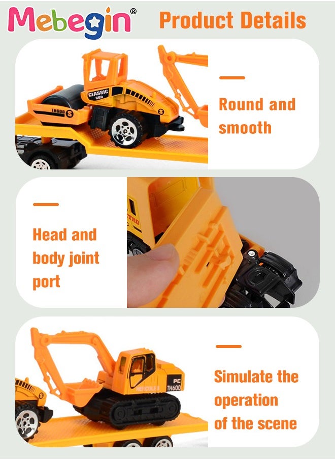 MEBEGIN 4Pcs Engineering Trailer Playset, Cool Construction Vehicles Set, Heavy Load Transporter Toy, Transporter Loads Vehicles, Popular Car Toys, Ideal for Both Indoor and Outdoor Play, Great Gift for Kids, 21.5*3.5*5.5cm  - Image 4