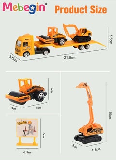 MEBEGIN 4Pcs Engineering Trailer Playset, Cool Construction Vehicles Set, Heavy Load Transporter Toy, Transporter Loads Vehicles, Popular Car Toys, Ideal for Both Indoor and Outdoor Play, Great Gift for Kids, 21.5*3.5*5.5cm  - Image 5