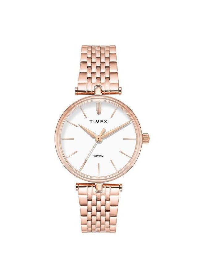 تيميكس ساعة TIMEX تناظرية نسائية، بمينا مستدير ومقاومة للماء - Image 1