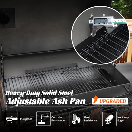 Burly grill Adjustable Ash Pan for Chargriller Charbroil Grill Charcoal Tray Metal Ash Drip Trays Catcher 23.62" to 35.43" 1224 1324 2121 Fire Grate for Oklahoma Joe Royal Gourmet Replacement Parts - Image 3