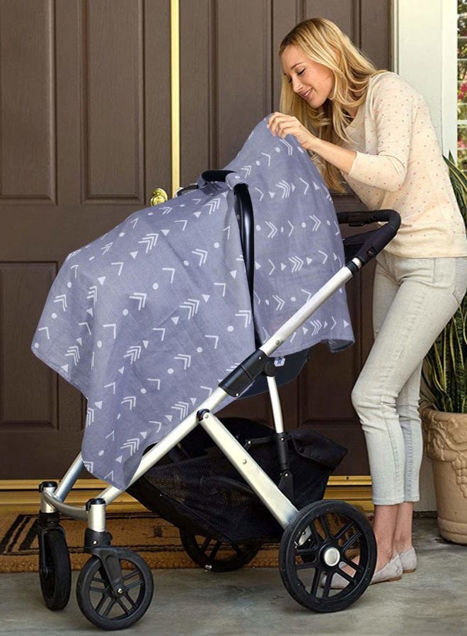 Metplus Muslin Baby Car Seat Canopy, Infant Carseat Cover - Extra Wide Universal Fit, Lightweight Breathable Soft for Babies Girls Shower Gift (Arrow) - Image 5