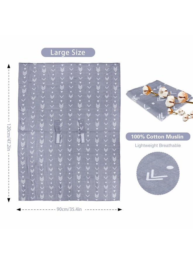 Metplus Muslin Baby Car Seat Canopy, Infant Carseat Cover - Extra Wide Universal Fit, Lightweight Breathable Soft for Babies Girls Shower Gift (Arrow) - Image 3