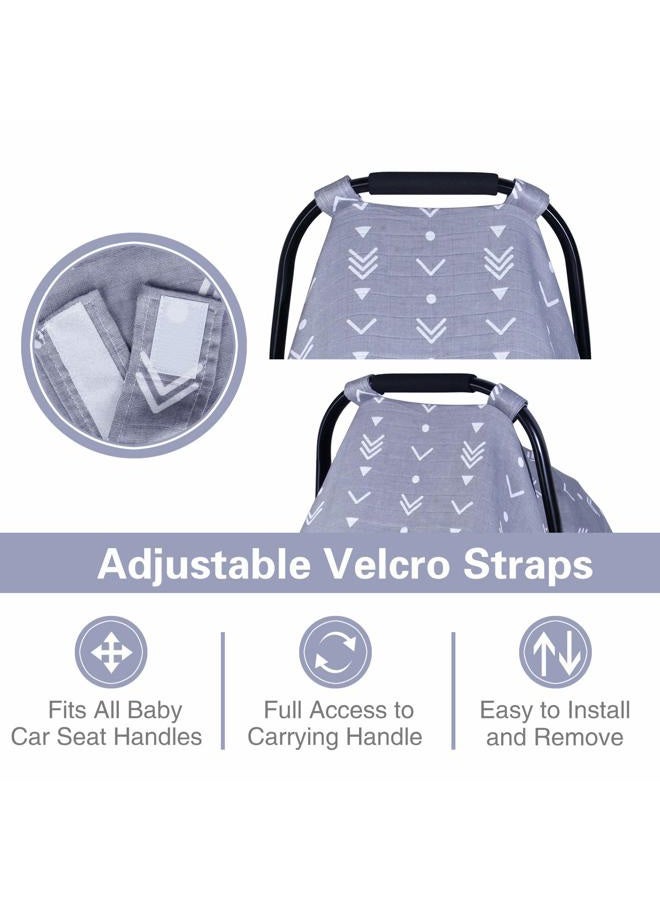 Metplus Muslin Baby Car Seat Canopy, Infant Carseat Cover - Extra Wide Universal Fit, Lightweight Breathable Soft for Babies Girls Shower Gift (Arrow) - Image 2
