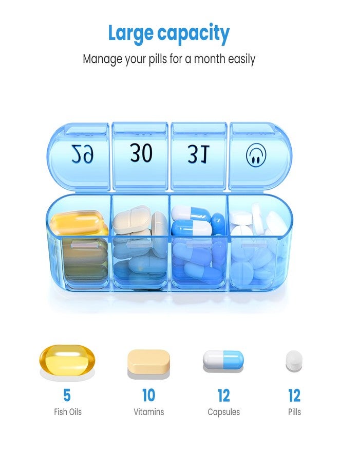 Daviky Monthly Pill Organizer 1 Time a Day, 30 Day Pill Box, Single-Hand Easy Open Pill Case for Travel, Daily Vitamins & Supplements for Seniors - Image 2