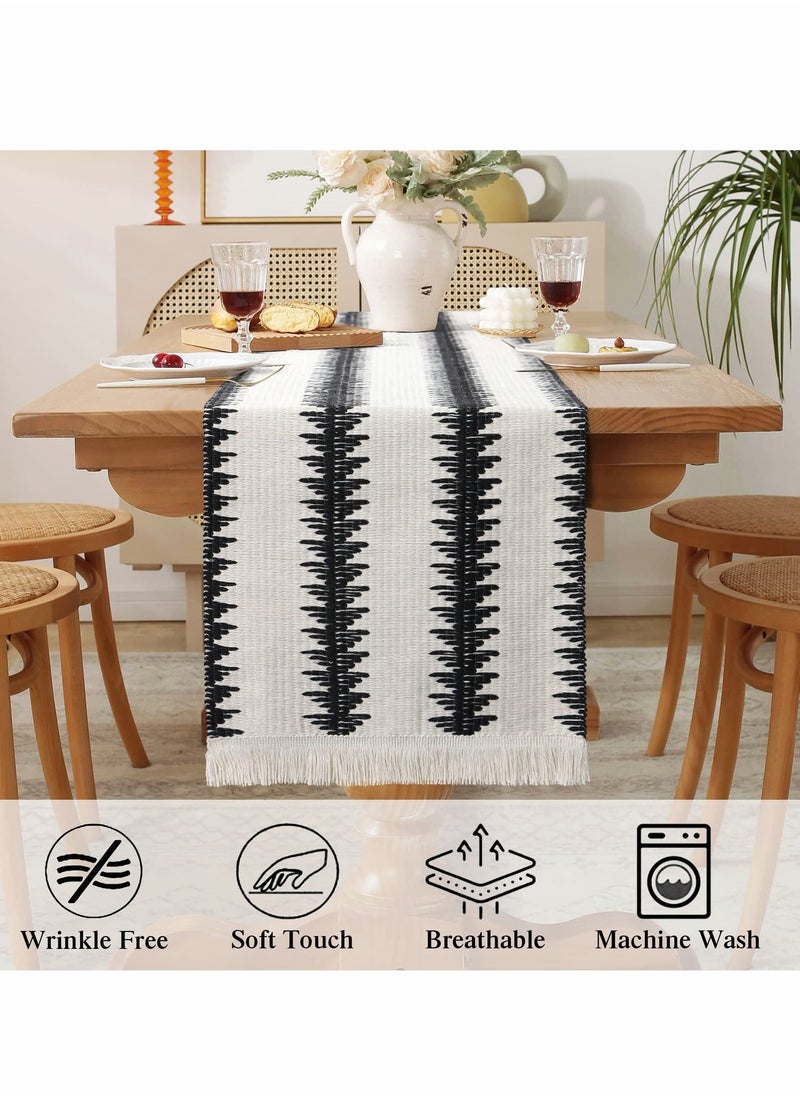 KASTWAVE - Table Runner, 30 * 180 CM Burlap Table Runner Balck and White for Modern Farmhouse Decor - Image 1