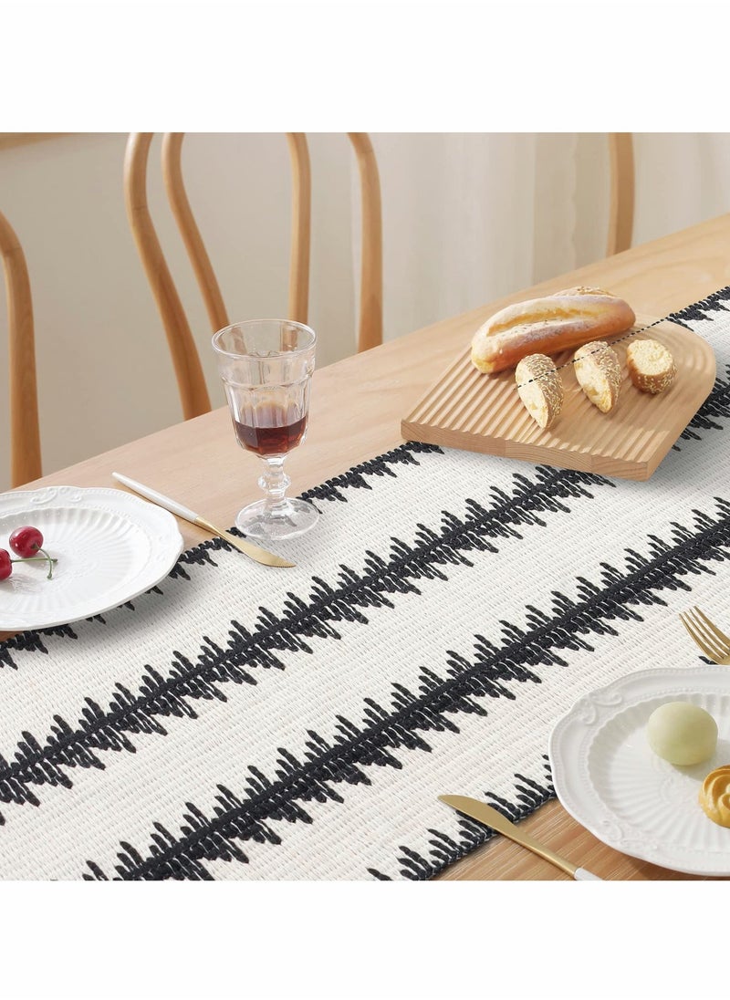 KASTWAVE - Table Runner, 30 * 180 CM Burlap Table Runner Balck and White for Modern Farmhouse Decor - Image 1