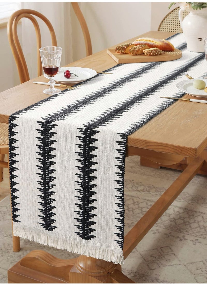 KASTWAVE - Table Runner, 30 * 180 CM Burlap Table Runner Balck and White for Modern Farmhouse Decor - Image 1