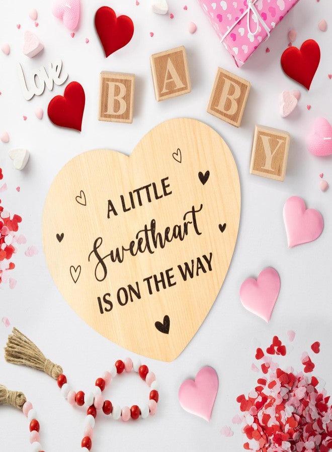 2ooya 13Pcs Valentine Pregnancy Announcement Set - Coming Soon Baby Announcements Ideas Include Wooden Sign Beads Garland Wood Blocks Sponge Pregnancy Reveal Photo Props for Grandparents Dad Husband Family - Image 1
