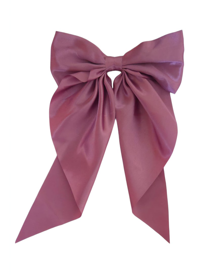 Satin Single Layered Purple Hair Bow Barrette - Image 1