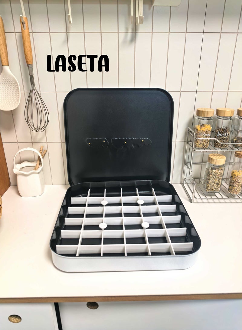 Laseta Square Basbousa Cutting Baking Tray with Cutter - 35 Pieces Multi Shapes (White Marble)  - Image 2