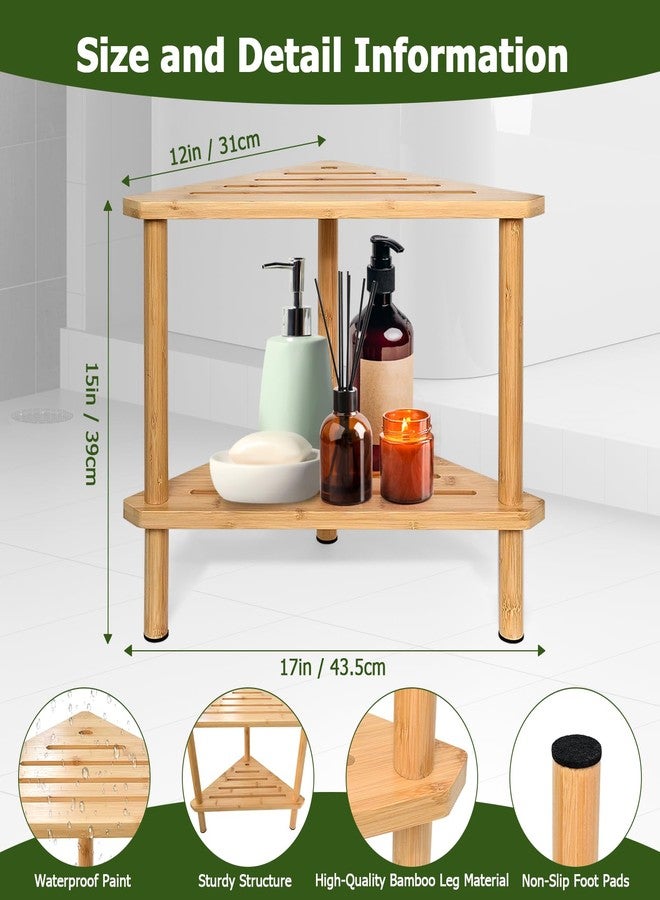 Yoshiky Shower Foot Rest 15in, Shower Stool for Shaving Legs, Waterproof Wood Corner Shower Stool with Storage Shelf for Inside Small Shower Spaces, Bamboo - Image 3