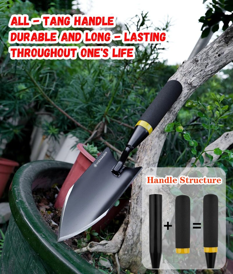 KEMAIER Heavy Duty Gardening Hand Trowel - Carbon Steel Garden Trowel with Rubberized Handle, Ideal for Soil Planting, Digging, Transplanting - Image 4