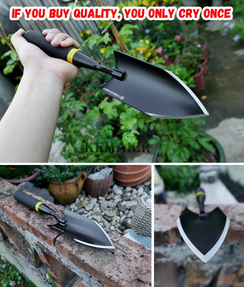KEMAIER Heavy Duty Gardening Hand Trowel - Carbon Steel Garden Trowel with Rubberized Handle, Ideal for Soil Planting, Digging, Transplanting - Image 5