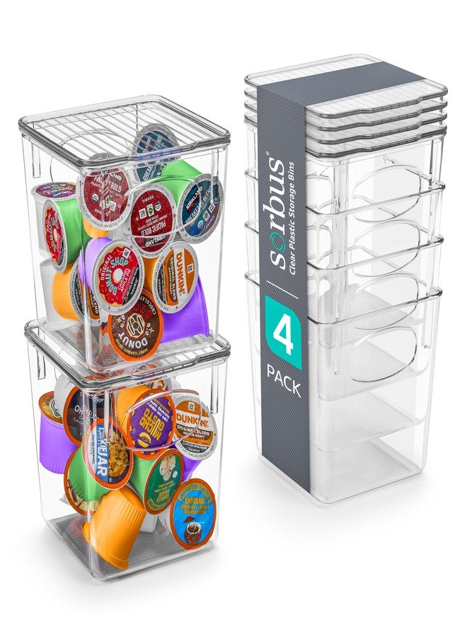 Sorbus Small Plastic K Cup Storage Bins - Nespresso Pods Holder, Vertuo Pod Holder, Kitchen Organization, Pantry Storage, Fridge Organizer - K Cup Organizer for Nespresso Accessories (4 pack) - Image 1