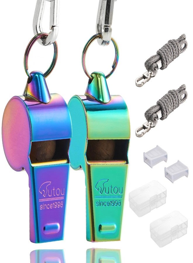 HUTOU Whistle,2 Packs Stainless Steel Whistle with Lanyard for Coaches,Referee,Teachers and Police - Image 1