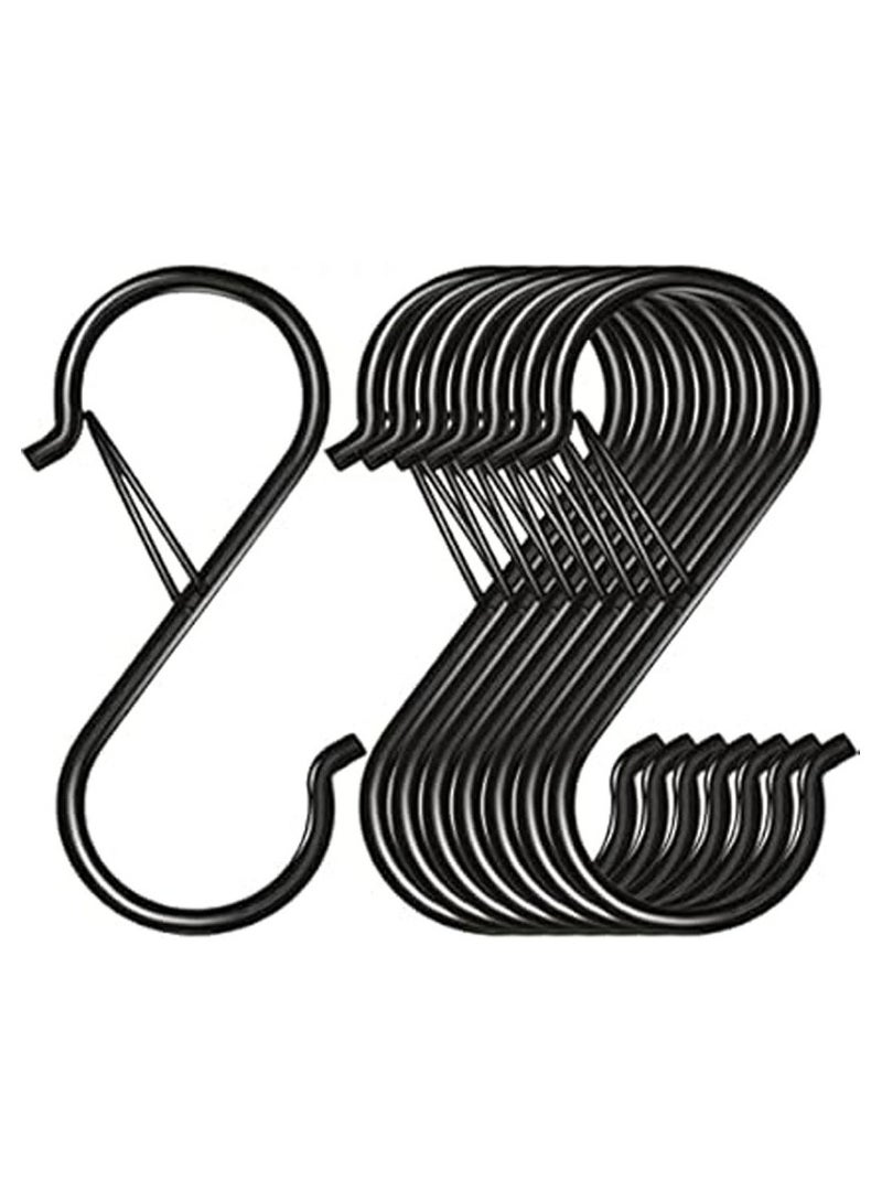 8 Pack S Hooks for Hanging, 3.5 inch Heavy Duty S Hooks with Safety Buckle S Shaped Hooks Kitchen Pot Rack Hooks Closet Hooks for Hanging Plants, Clothes, Kitchen Utensil - Image 1