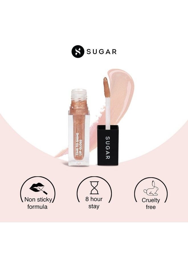 SUGAR Cosmetics Time To Shine Lip Gloss 10 Princess Aurora (Golden Beige With Shimmer) 4.5 Gms High Shine Lip Gloss With Jojoba Oil  - Image 3