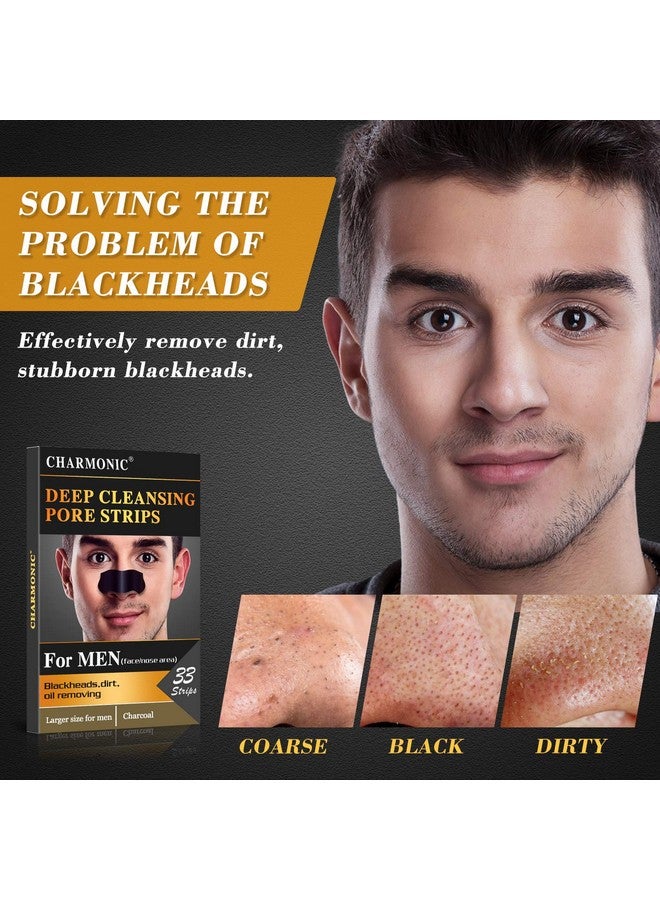 Charmonic شرائط إزالة الرؤوس السوداء 33 قطعة شرائط الفحم القابلة للإزالة لإزالة الرؤوس السوداء شرائط للرجال لتنظيف عميق لإزالة الزيوت والرؤوس السوداء من منطقة الأنف والوجه - Image 4