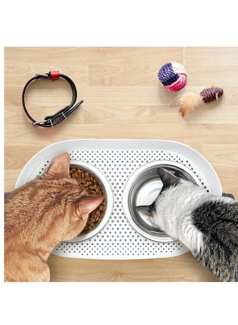 vsell24 3-in-1 Elevated Double Dinner Feeder Bowl Stainless Steel Cat Food And Water Bowl Height Adjustable All For Paws Lifestyle - Image 3