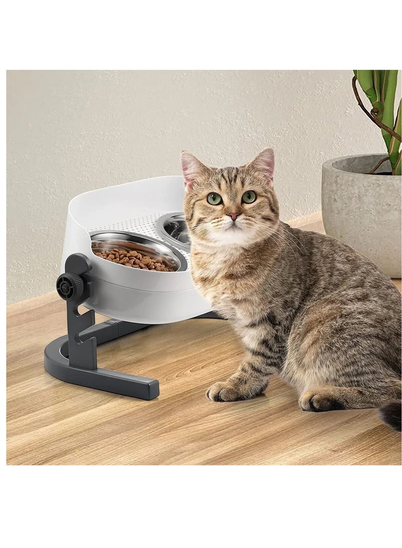 vsell24 3-in-1 Elevated Double Dinner Feeder Bowl Stainless Steel Cat Food And Water Bowl Height Adjustable All For Paws Lifestyle - Image 1