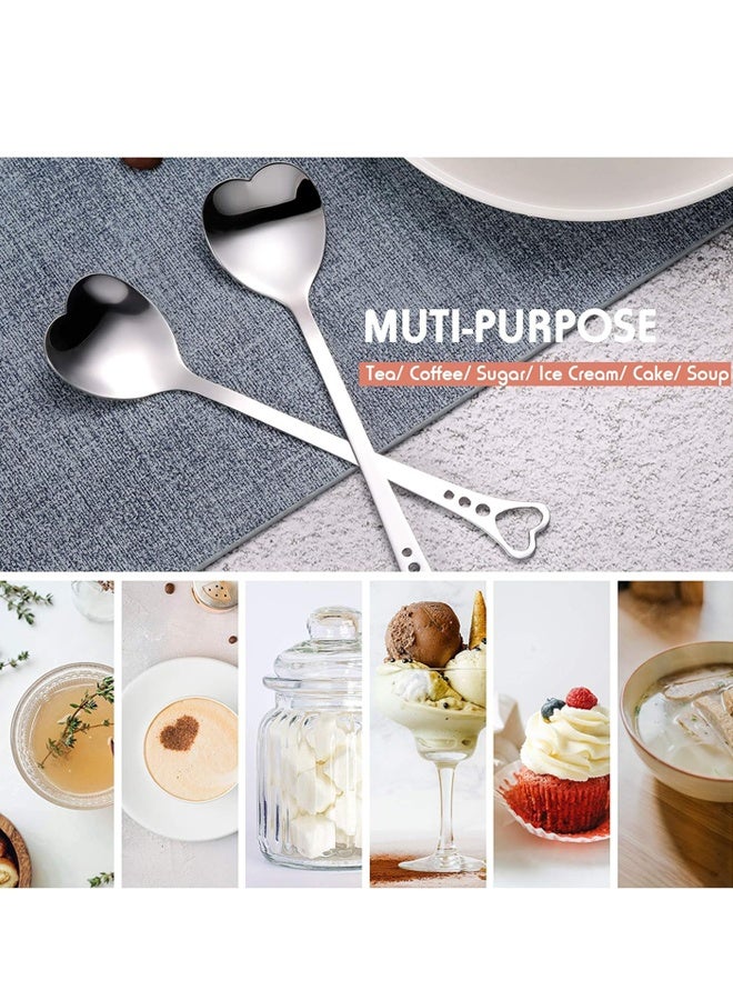 6PCS Sliver Heart Shaped Stainless Steel Sugar Spoons, 5.6 Inch Demitasse Coffee Spoons for Tea Ice Cream Cocktails Wedding Bridal Shower Gifts - Image 4