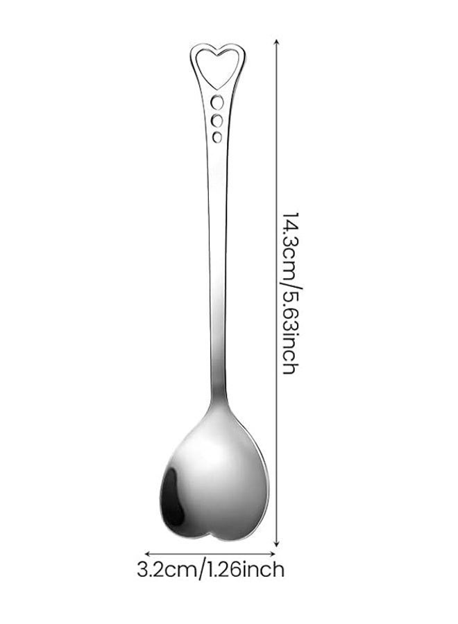 6PCS Sliver Heart Shaped Stainless Steel Sugar Spoons, 5.6 Inch Demitasse Coffee Spoons for Tea Ice Cream Cocktails Wedding Bridal Shower Gifts - Image 2