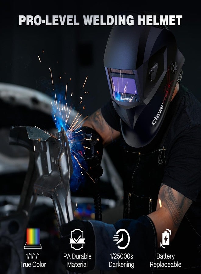 ARCCAPTAIN Large Viewing Screen Welding Helmet, 1/1/1/1 Top Optical Clarity Auto Darkening Welding Hood, 4 Arc Sensor 1/25000s Response Time True Color Welding Helmet with Adjustable Shade 4/9-13 - Image 5