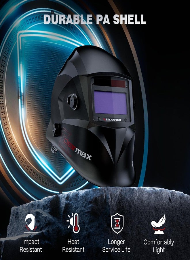 ARCCAPTAIN Large Viewing Screen Welding Helmet, 1/1/1/1 Top Optical Clarity Auto Darkening Welding Hood, 4 Arc Sensor 1/25000s Response Time True Color Welding Helmet with Adjustable Shade 4/9-13 - Image 2
