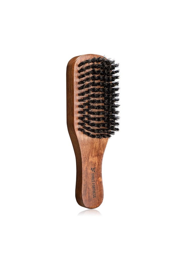 EAGLE FORTRESS - Eagle Fortress 100% Boar Bristle Beard Hair Brush For Men - Natural Hand-Polished Wooden Handle - Pleasant Hardness For Grooming - Image 1