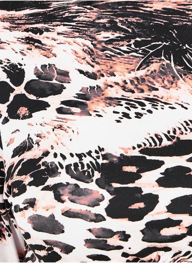 Styli - Animal Print Cut-Out Detail Bodycon Midi Dress - Image 1