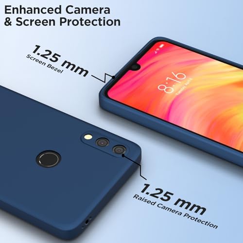 Pikkme Back Cover for Redmi Note 7/ 7s / 7 Pro| Slim Soft Matte Silicone Cover with Camera Protection & Shockproof Bumper Case (Blue) - Image 2