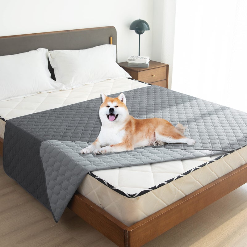 gogobunny 100% Double-Sided Waterproof Dog Bed Cover Pet Blanket Sofa Couch Furniture Protector for Puppy Large Dog Cat, Reversible (82x82 Inch (Pack of 1), Dark Grey/Light Grey) - Image 3