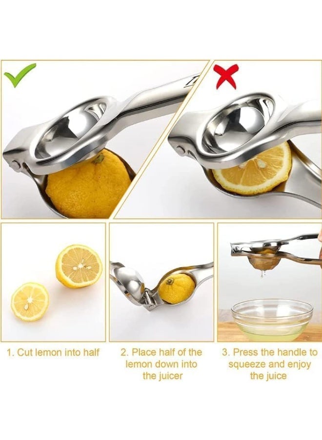 ECVV ECVV Lemon Squeezer, Stainless Steel lemon Squeezer Hand Manual with Squeezer Bowl and Food Grade Silicone Handles, Premium Quality Lime Lemon Squeezer, Manual Citrus Press Juicer - Image 2