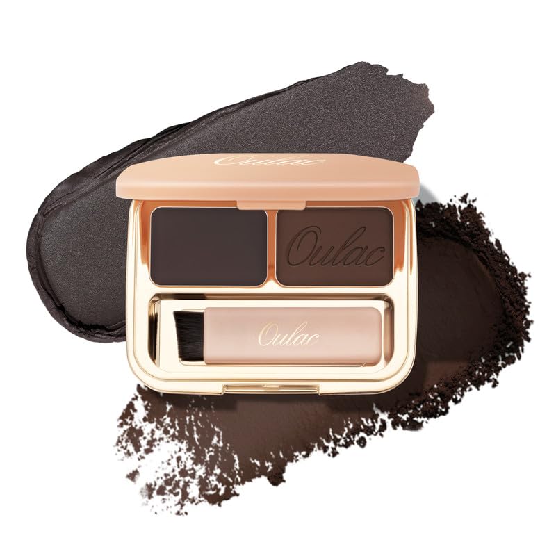 Oulac Brow Eye Perfect Finishing Compact Natural Matte with Warm Undertones for Dark Brown to Black Brows Silky Shading Powder - Image 1