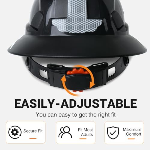 LOHASWORK Full Brim Hard Hat Vented Safety Helmet for Construction OSHA Approved Cascos De Construccion Work Hard Hat for Men Women(Black) - Image 5