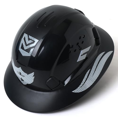 LOHASWORK Full Brim Hard Hat Vented Safety Helmet for Construction OSHA Approved Cascos De Construccion Work Hard Hat for Men Women(Black) - Image 1
