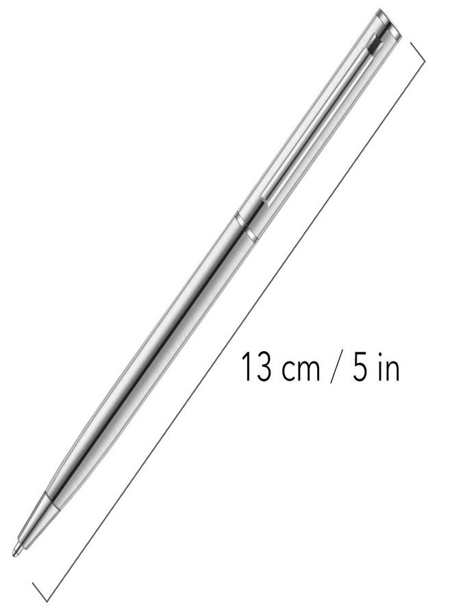 Unibene Slim Stainless Steel Retractable Ballpoint Pens, Nice Gift for Business Office Students Teachers Wedding Christmas, Medium Point(1 mm) 6 Pack-Black ink - Image 3