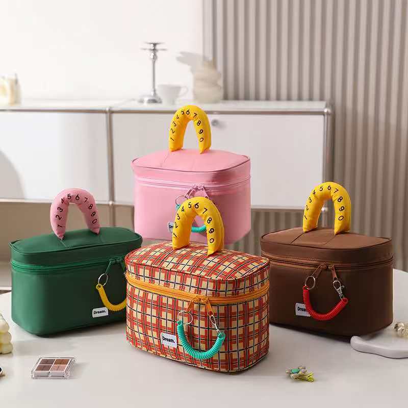 Women's Color Block Cosmetic Toiletry Bag - Waterproof Portable Storage - Image 1
