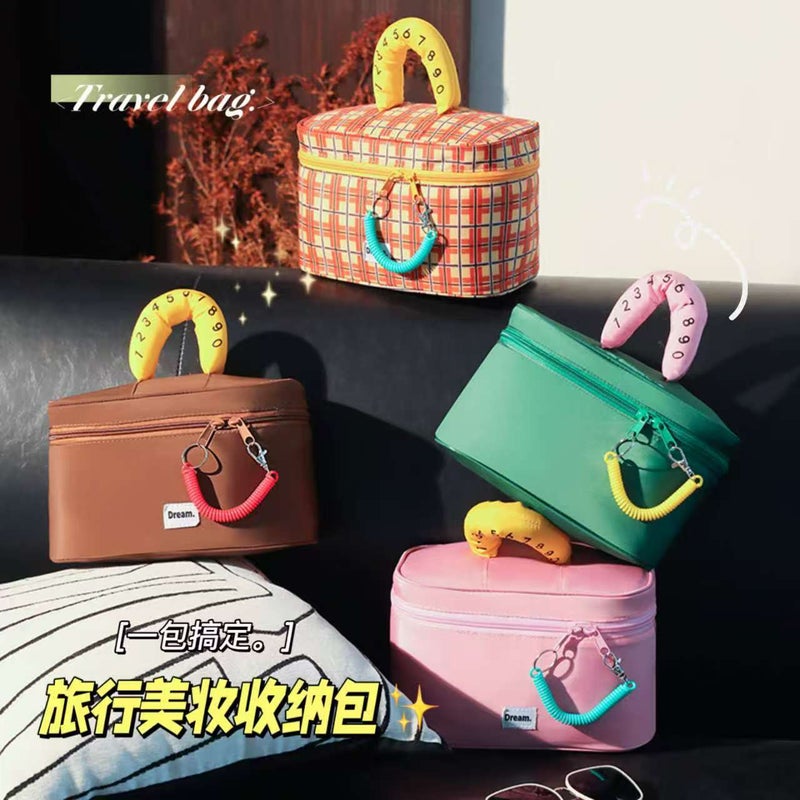 Women's Color Block Cosmetic Toiletry Bag - Waterproof Portable Storage - Image 2