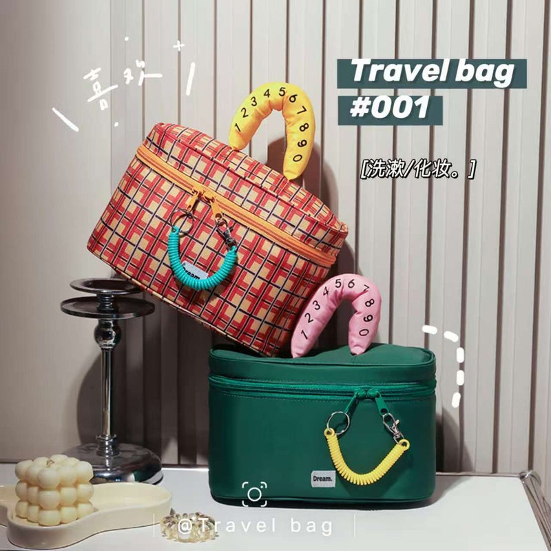 Women's Color Block Cosmetic Toiletry Bag - Waterproof Portable Storage - Image 3
