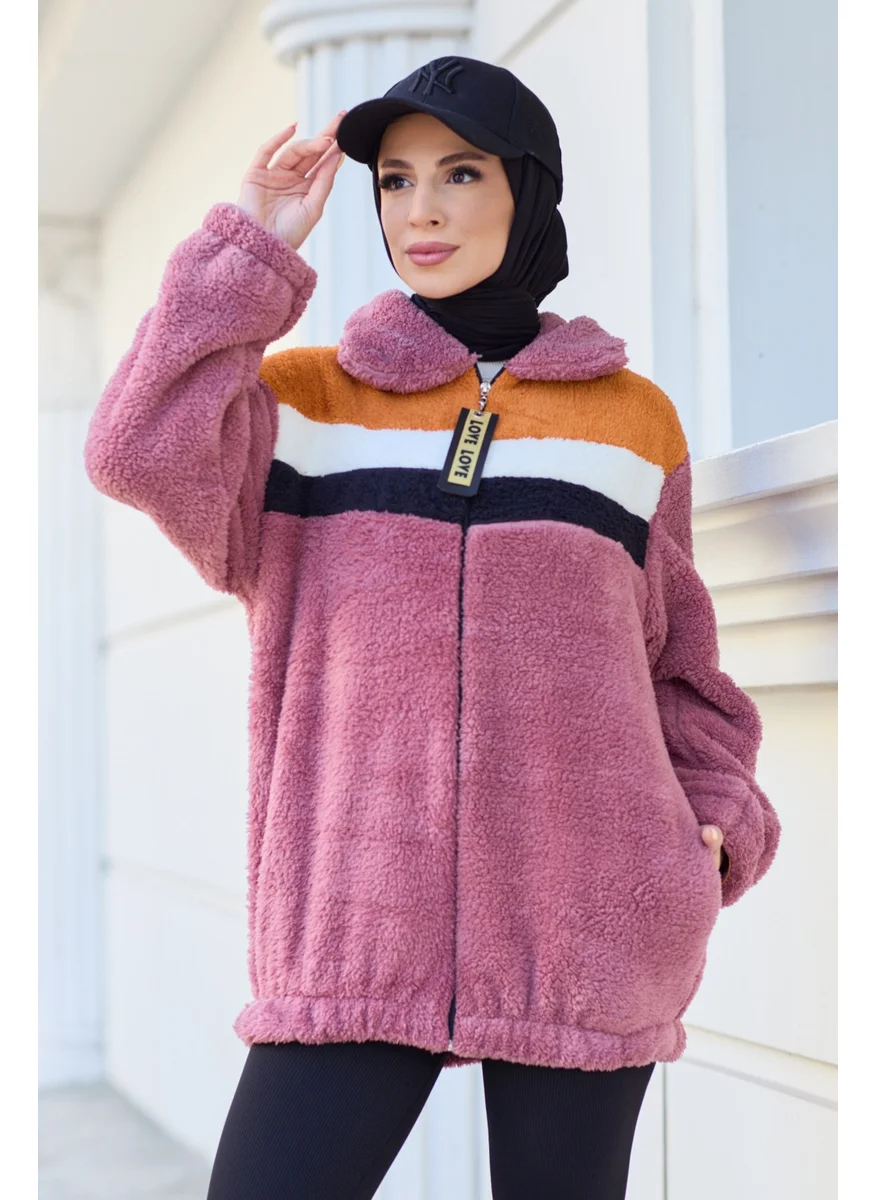Tofisa 13104-GUL-KURUSU Plush Cardigan