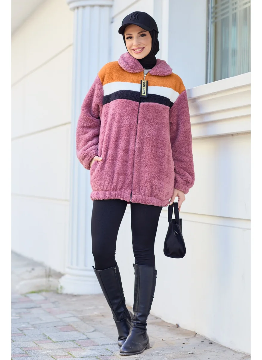 Tofisa 13104-GUL-KURUSU Plush Cardigan
