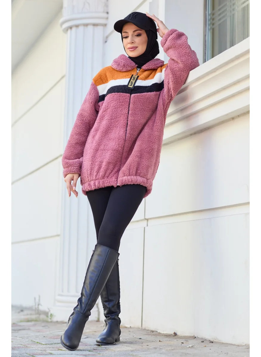 Tofisa 13104-GUL-KURUSU Plush Cardigan