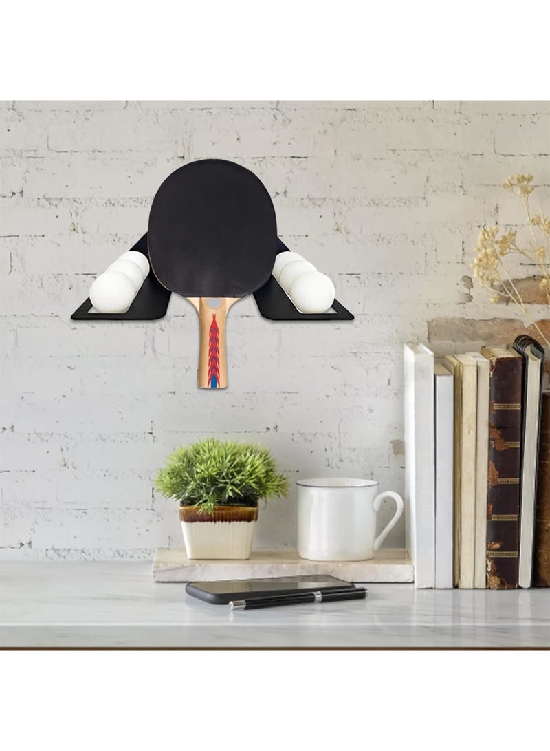 SOLARAE Pong Paddle and Ball Wall Rack, Holds Up to 6 Balls and 4 Paddles, Easy Mount for Any Flat Surface, Table Tennis Paddle Holder for Home Bedroom Bar Room - Image 2