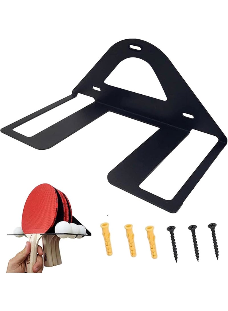 SOLARAE Pong Paddle and Ball Wall Rack, Holds Up to 6 Balls and 4 Paddles, Easy Mount for Any Flat Surface, Table Tennis Paddle Holder for Home Bedroom Bar Room - Image 1