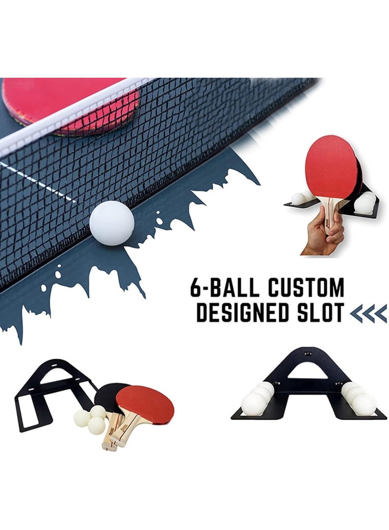 SOLARAE Pong Paddle and Ball Wall Rack, Holds Up to 6 Balls and 4 Paddles, Easy Mount for Any Flat Surface, Table Tennis Paddle Holder for Home Bedroom Bar Room - Image 4