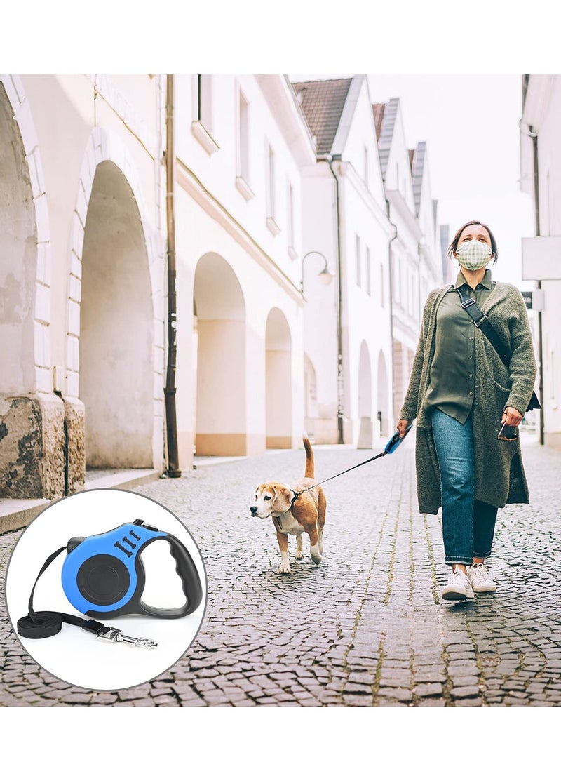 KASTWAVE Retractable Dog Leash Heavy Duty Dog Leash Suitable for Dogs Up to 25kg, 5m Strong Nylon Tape Anti-slip Handle One-hand Brake One-touch Suspension Lock Tangle-free (Blue)  - Image 4