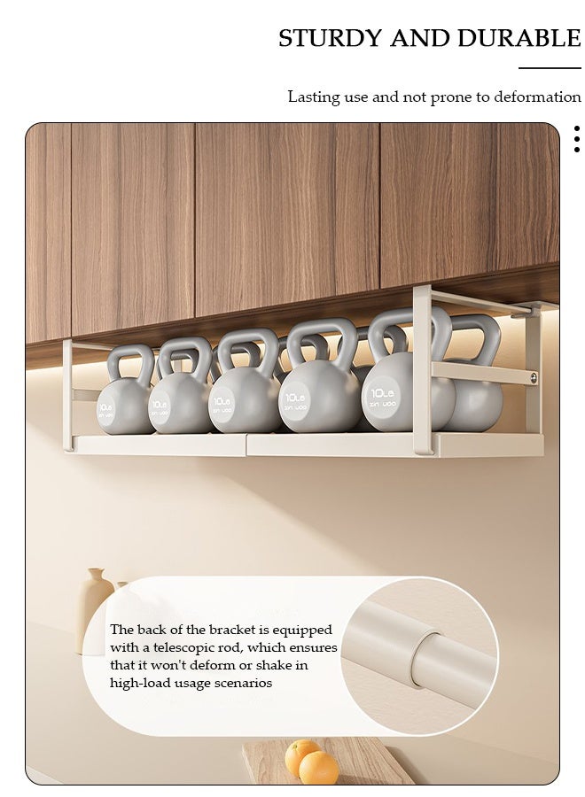 DUNISO سلة تخزين تحت الرف، سلة رف معلقة تنزلق تحت الرفوف، رف سلعي أبيض قابل للسحب، الخزانة المعلقة عمقها 22 بوصة (27 - 45 بوصة طول)، مناسبة لخزانة المطبخ، الخزانة، إلخ - Image 4